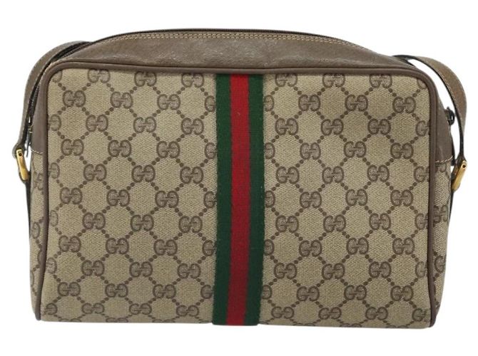 Borsa Gucci GG Supreme Web Sherry Line in PVC beige e oro 24 02 005 Auth ka1276 - vista 2