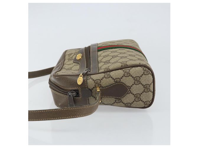 Borsa Gucci GG Supreme Web Sherry Line in PVC beige e oro 24 02 005 Auth ka1276 - vista 4