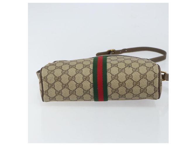 Borsa Gucci GG Supreme Web Sherry Line in PVC beige e oro 24 02 005 Auth ka1276 - vista 5