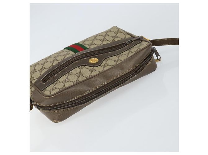 Borsa Gucci GG Supreme Web Sherry Line in PVC beige e oro 24 02 005 Auth ka1276 - vista 6