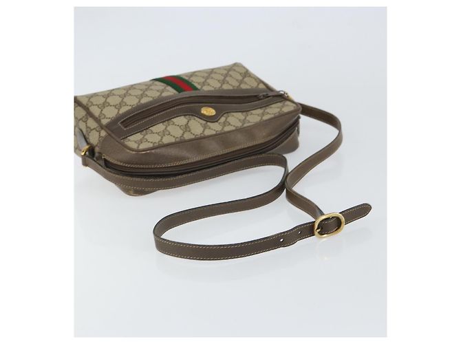 Borsa Gucci GG Supreme Web Sherry Line in PVC beige e oro 24 02 005 Auth ka1276 - vista 7