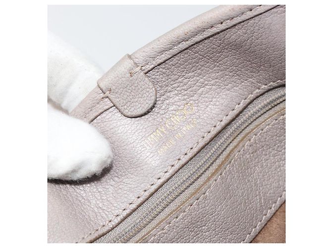 Jimmy Choo Sasha S Tote Bag Leather Silver Gold Auth BA9385 Silvery Golden - view 10