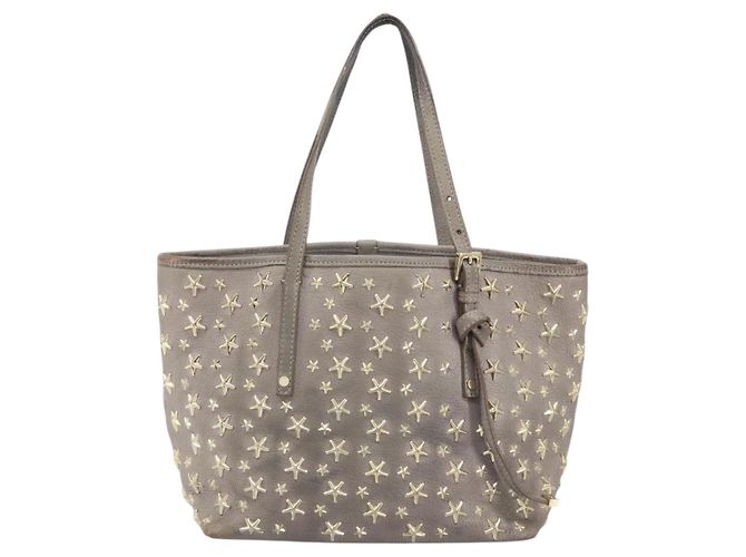 Jimmy Choo Sasha S Tote Bag Leather Silver Gold Auth BA9385 Silvery Golden - view 13