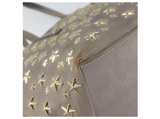 Jimmy Choo Sasha S Tote Bag Leather Silver Gold Auth BA9385 Silvery Golden - view 14