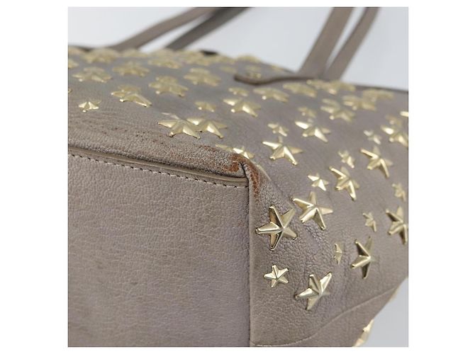 Jimmy Choo Sasha S Tote Bag Leather Silver Gold Auth BA9385 Silvery Golden - view 15