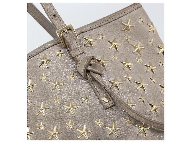 Jimmy Choo Sasha S Tote Bag Leather Silver Gold Auth BA9385 Silvery Golden - view 17
