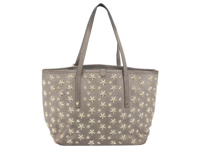 Jimmy Choo Sasha S Tote Bag Leather Silver Gold Auth BA9385 Silvery Golden - view 2