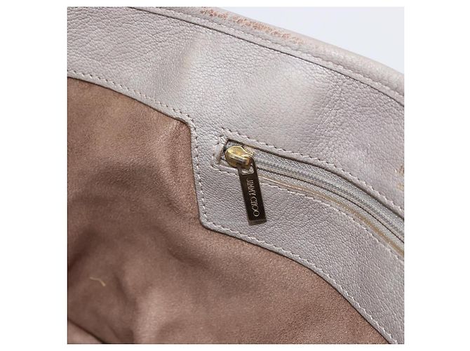 Jimmy Choo Sasha S Tote Bag Leather Silver Gold Auth BA9385 Silvery Golden - view 20