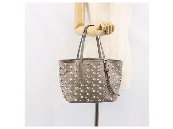 Jimmy Choo Sasha S Tote Bag Leather Silver Gold Auth BA9385 Silvery Golden - view 21
