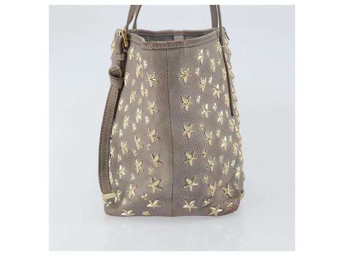 Jimmy Choo Sasha S Tote Bag Leather Silver Gold Auth BA9385 Silvery Golden - view 3