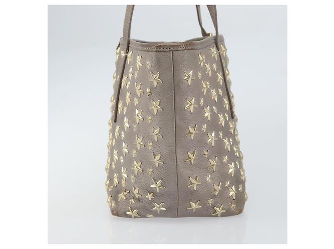 Jimmy Choo Sasha S Tote Bag Leather Silver Gold Auth BA9385 Silvery Golden - view 4