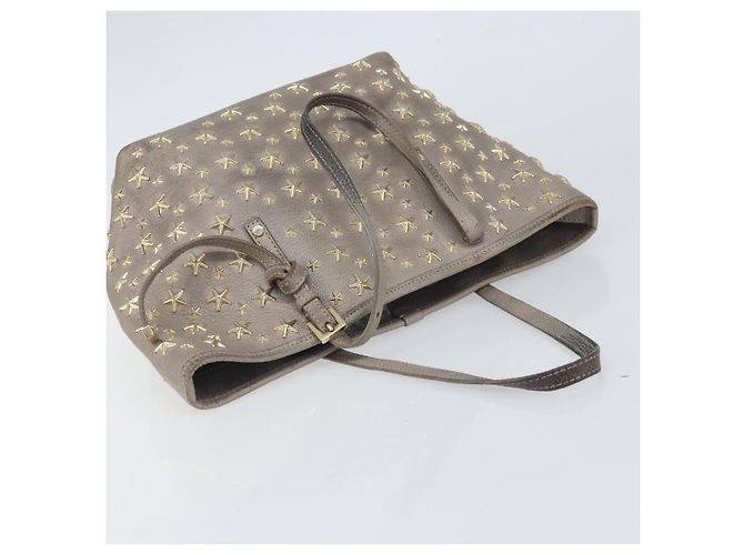 Jimmy Choo Sasha S Tote Bag Leather Silver Gold Auth BA9385 Silvery Golden - view 6