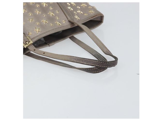 Jimmy Choo Sasha S Tote Bag Leather Silver Gold Auth BA9385 Silvery Golden - view 7