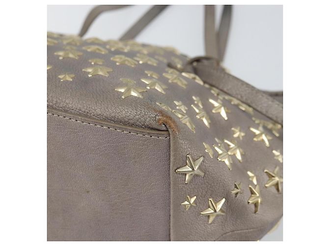 Jimmy Choo Sasha S Tote Bag Leather Silver Gold Auth BA9385 Silvery Golden - view 9