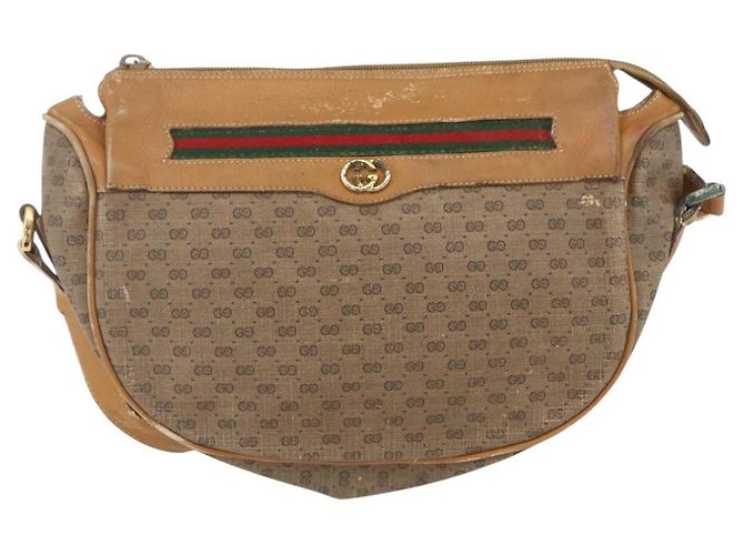 Bolsa Sherry Line em PVC Bege Micro GG Supreme Web da GUCCI 001 58 0918 Auth 148581 Dourado - vista 13