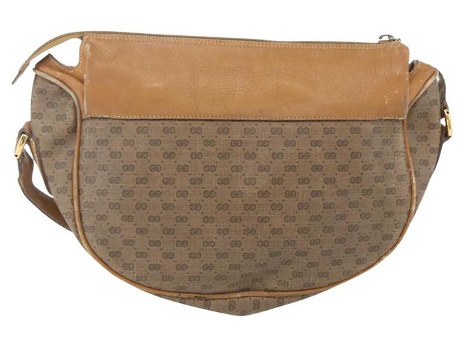 Bolsa Sherry Line em PVC Bege Micro GG Supreme Web da GUCCI 001 58 0918 Auth 148581 Dourado - vista 2