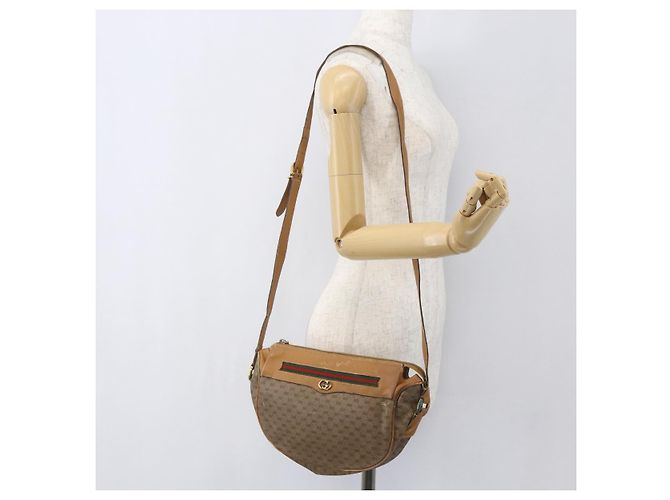 Bolsa Sherry Line em PVC Bege Micro GG Supreme Web da GUCCI 001 58 0918 Auth 148581 Dourado - vista 22