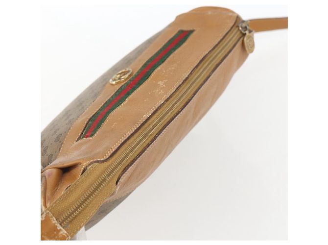 Bolsa Sherry Line em PVC Bege Micro GG Supreme Web da GUCCI 001 58 0918 Auth 148581 Dourado - vista 6