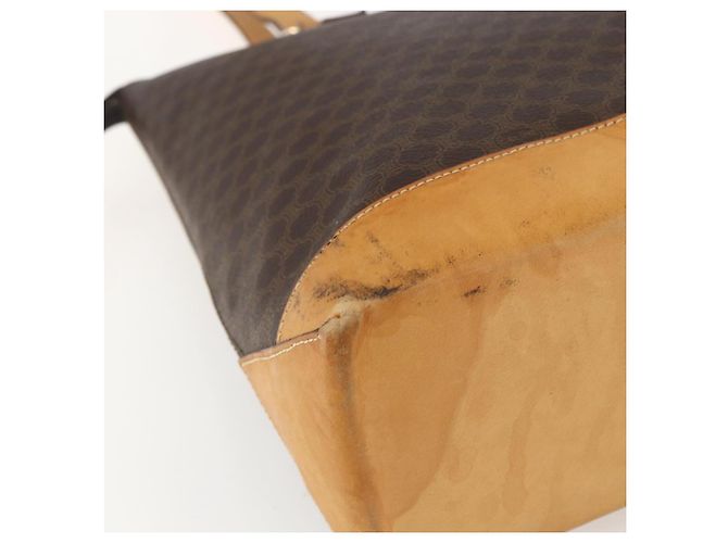 Céline Borsa tote in tela Macadam CELINE in pelle PVC marrone oro Auth ep12590 D'oro - vista 9