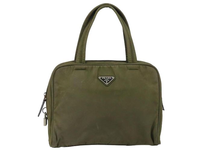 PRADA Borsa a mano in nylon khaki argento autentica 159348 Cachi - vista 13