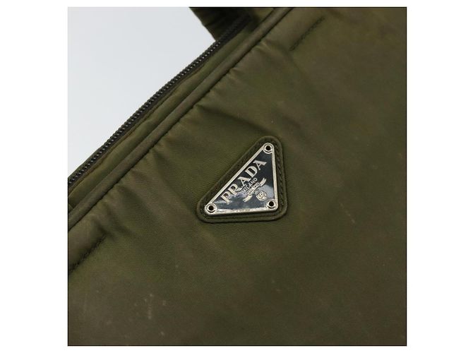 PRADA Borsa a mano in nylon khaki argento autentica 159348 Cachi - vista 18