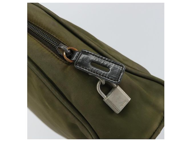 PRADA Borsa a mano in nylon khaki argento autentica 159348 Cachi - vista 19