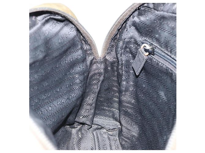 PRADA Borsa a mano in nylon khaki argento autentica 159348 Cachi - vista 22