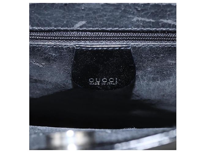 Bolsa de Mão GUCCI Esmalte 2 vias Preto Prata 000 1013 0504 Auth ep12477 - vista 18