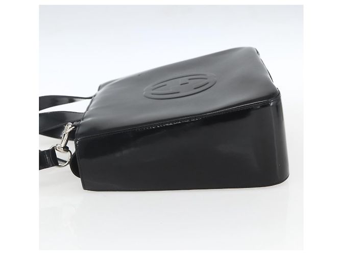 Bolsa de Mão GUCCI Esmalte 2 vias Preto Prata 000 1013 0504 Auth ep12477 - vista 3