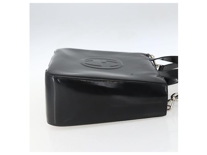 Bolsa de Mão GUCCI Esmalte 2 vias Preto Prata 000 1013 0504 Auth ep12477 - vista 4