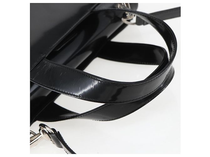 Bolsa de Mão GUCCI Esmalte 2 vias Preto Prata 000 1013 0504 Auth ep12477 - vista 7