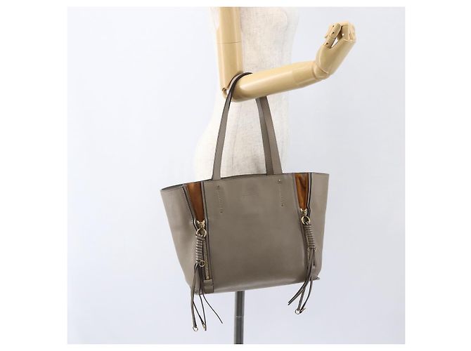 Chloé Borsa Tote in Pelle Beige Oro Auth am10289 D'oro - vista 23