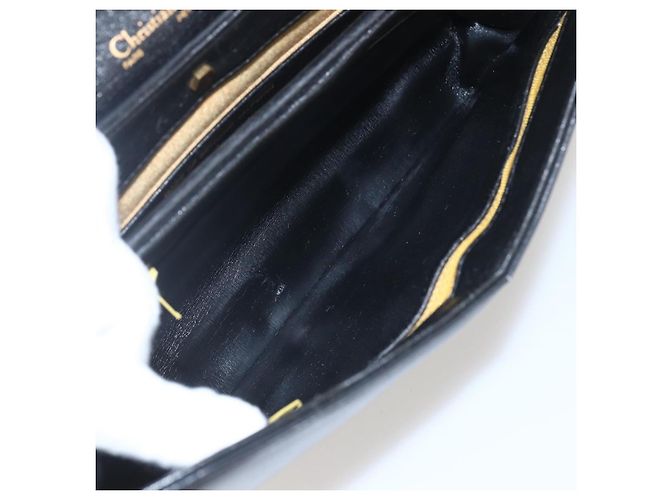 Borsa a mano in pelle Christian Dior 2 in 1 Nero Oro Auth am10322 D'oro - vista 11