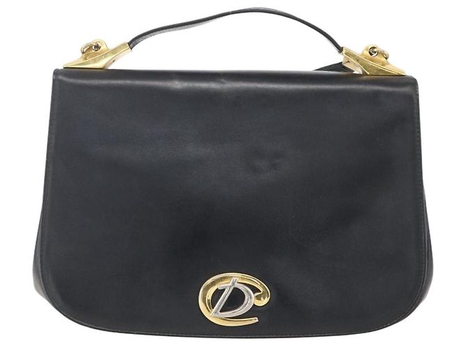 Borsa a mano in pelle Christian Dior 2 in 1 Nero Oro Auth am10322 D'oro - vista 13