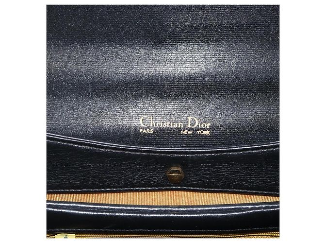 Borsa a mano in pelle Christian Dior 2 in 1 Nero Oro Auth am10322 D'oro - vista 18