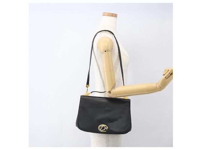 Borsa a mano in pelle Christian Dior 2 in 1 Nero Oro Auth am10322 D'oro - vista 24