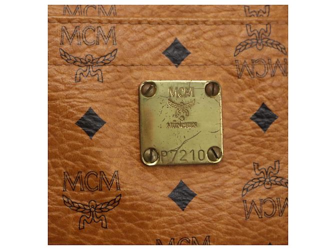 Borsa Tote MCM Logogram Vicetos PVC Marrone Oro Auth BA9359 D'oro - vista 12