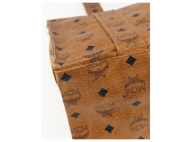 Borsa Tote MCM Logogram Vicetos PVC Marrone Oro Auth BA9359 D'oro - vista 14