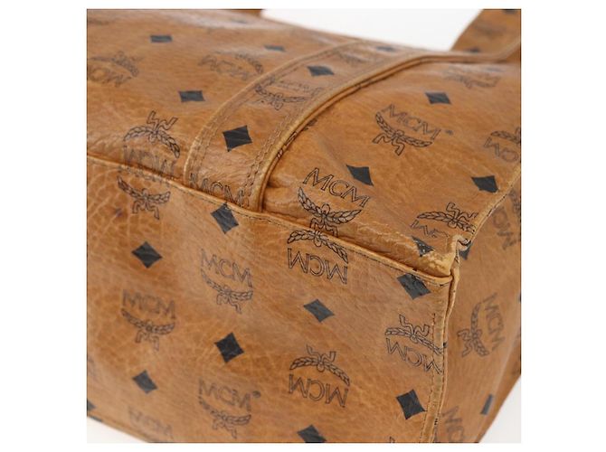 Borsa Tote MCM Logogram Vicetos PVC Marrone Oro Auth BA9359 D'oro - vista 15