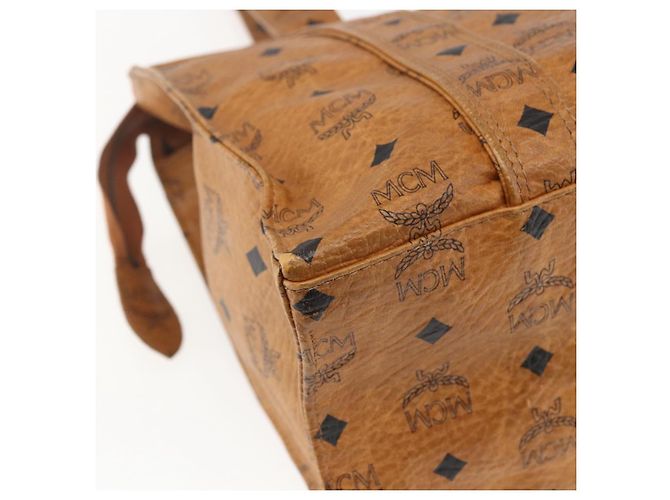 Borsa Tote MCM Logogram Vicetos PVC Marrone Oro Auth BA9359 D'oro - vista 16
