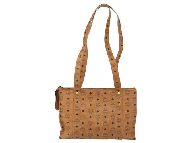 Borsa Tote MCM Logogram Vicetos PVC Marrone Oro Auth BA9359 D'oro - vista 2