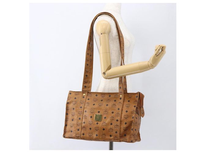 Borsa Tote MCM Logogram Vicetos PVC Marrone Oro Auth BA9359 D'oro - vista 21