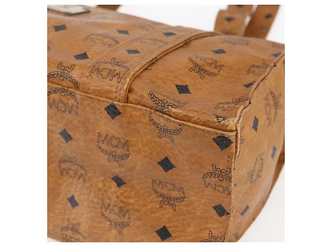 Borsa Tote MCM Logogram Vicetos PVC Marrone Oro Auth BA9359 D'oro - vista 9