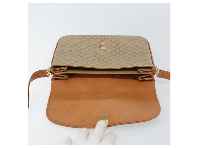 Céline Borsa a Spalla in Tela Macadam CELINE PVC Beige Oro Auth 159212 D'oro - vista 10
