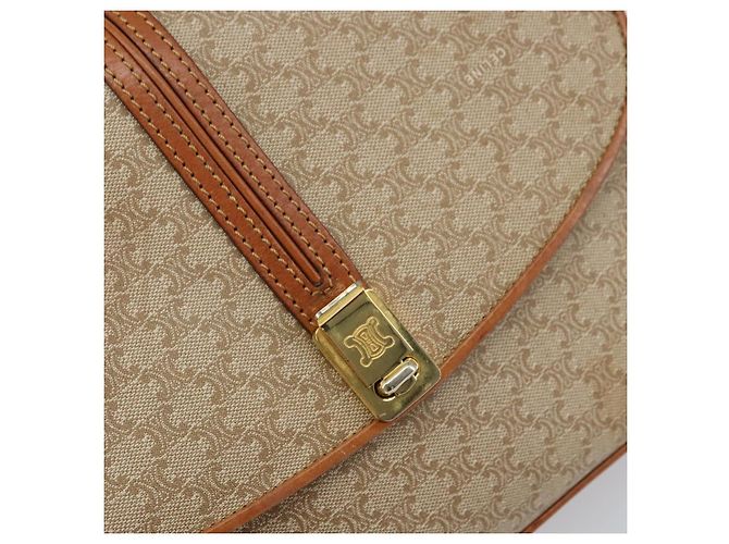 Céline Borsa a Spalla in Tela Macadam CELINE PVC Beige Oro Auth 159212 D'oro - vista 17