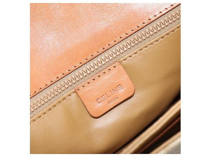 Céline Borsa a Spalla in Tela Macadam CELINE PVC Beige Oro Auth 159212 D'oro - vista 18