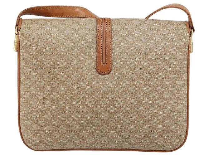 Céline Borsa a Spalla in Tela Macadam CELINE PVC Beige Oro Auth 159212 D'oro - vista 2