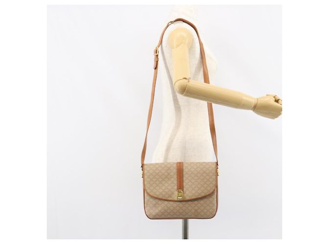 Céline Borsa a Spalla in Tela Macadam CELINE PVC Beige Oro Auth 159212 D'oro - vista 24