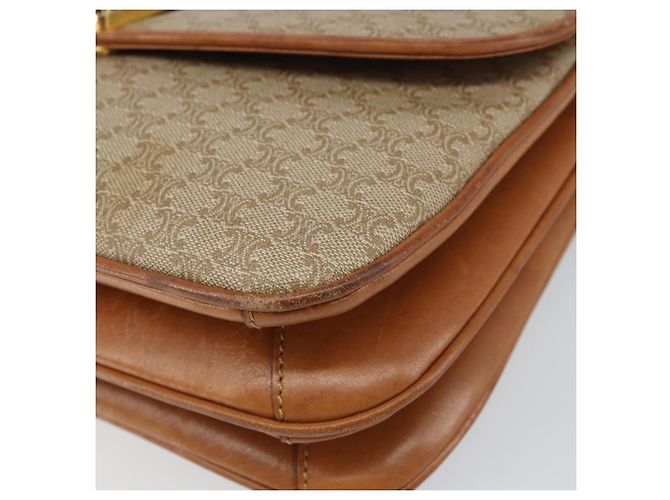 Céline Borsa a Spalla in Tela Macadam CELINE PVC Beige Oro Auth 159212 D'oro - vista 9