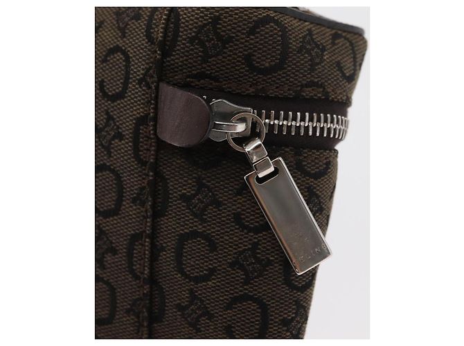 Céline Pochette da trucco in tela Macadam C di CELINE, marrone e argento, autentica ka1279 - vista 10
